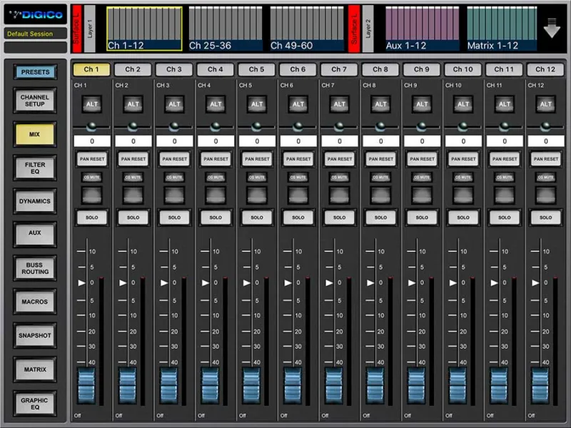 DiGiCo Core2 V2 (app iPad Quantum) — capture d’écran