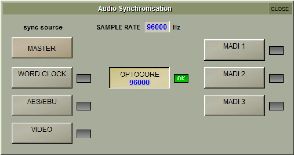 SD5 Audio Synchronisation window: primary and backup clock source