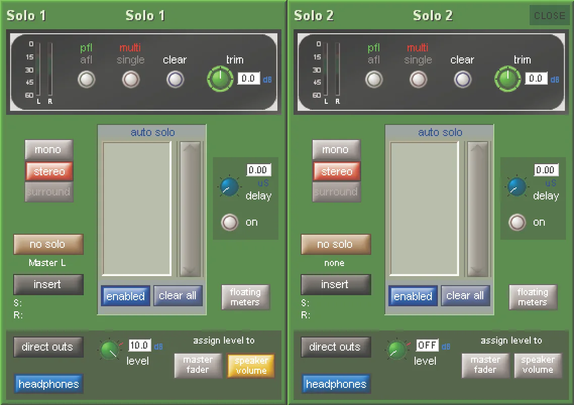 SD5 Solo 1 and Solo 2 bus setup screen