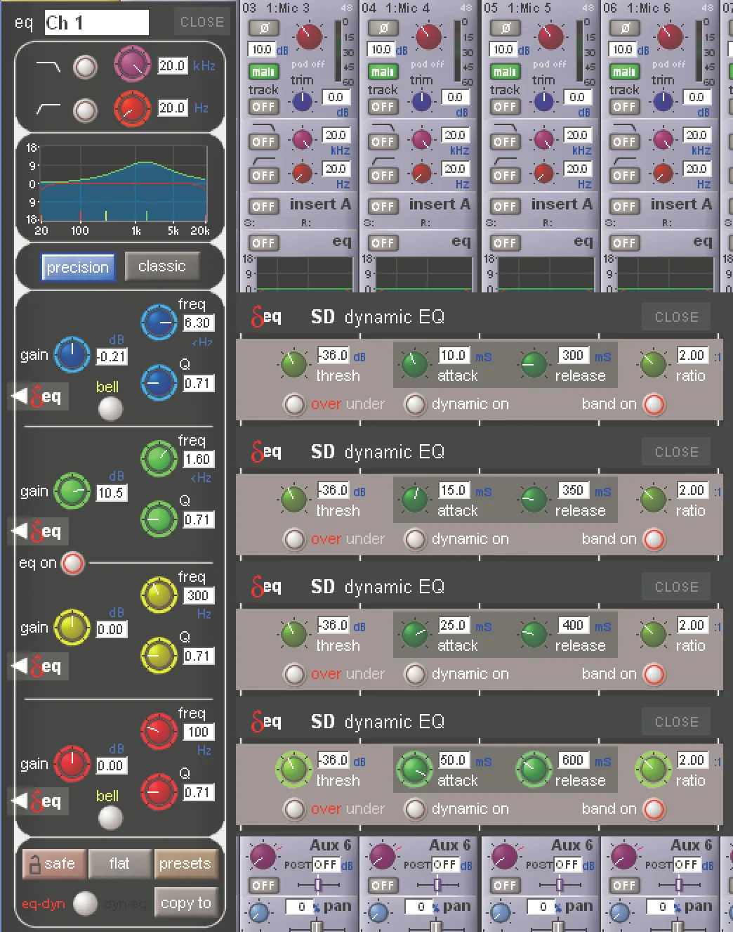 Fenêtre d'EQ dynamique 4 bandes de la SD11