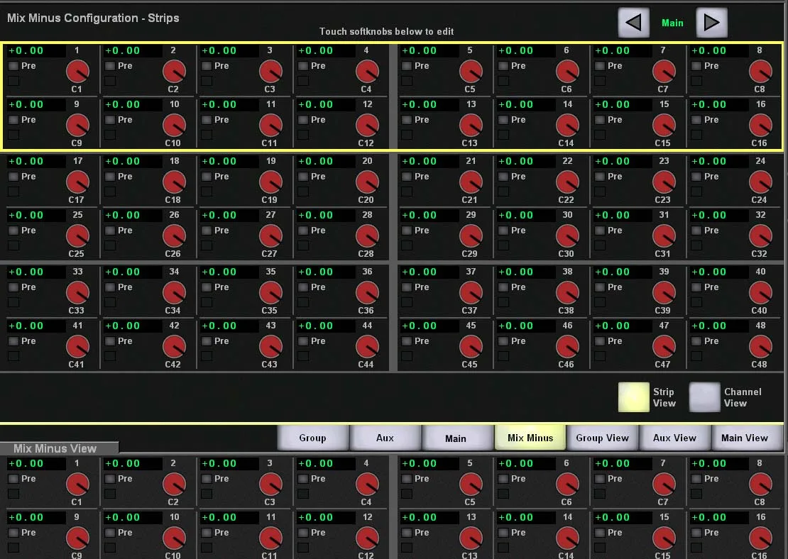Configuration des mix-minus, vue par tranches