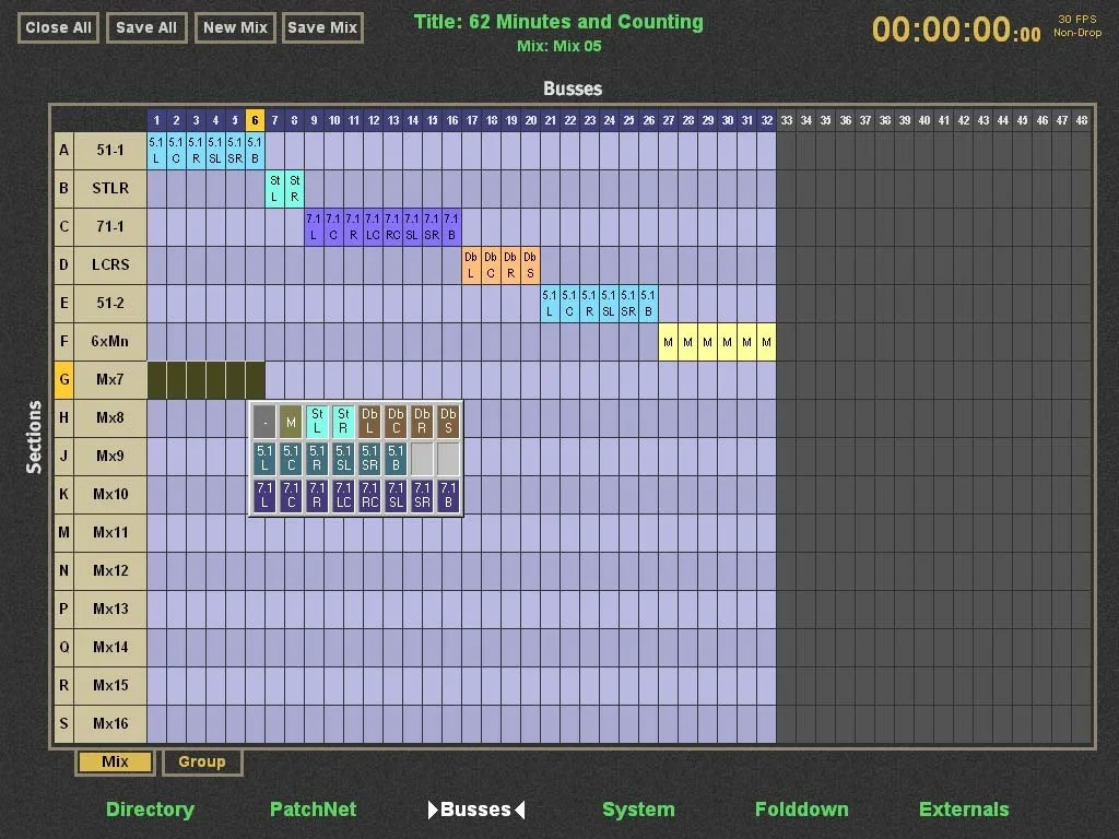 eMix on System 5: mix bus configuration (5.1, 7.1, LCRS formats)