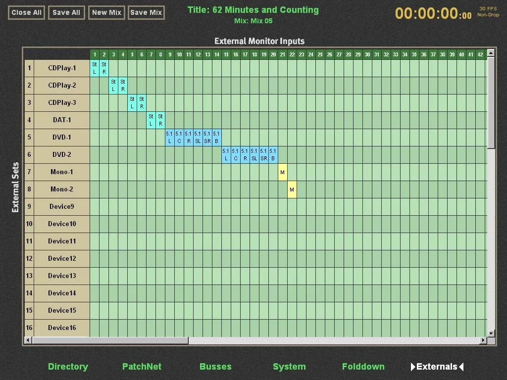 eMix on System 5: external monitor inputs