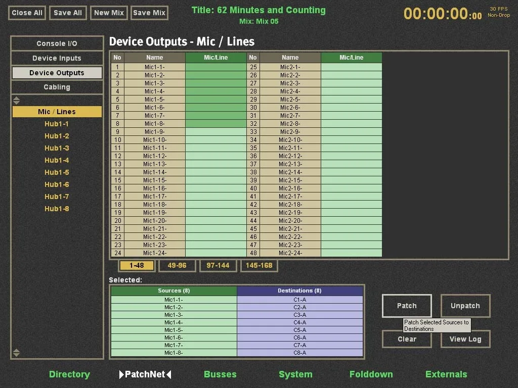 eMix on System 5: PatchNet routing of mic and line outputs