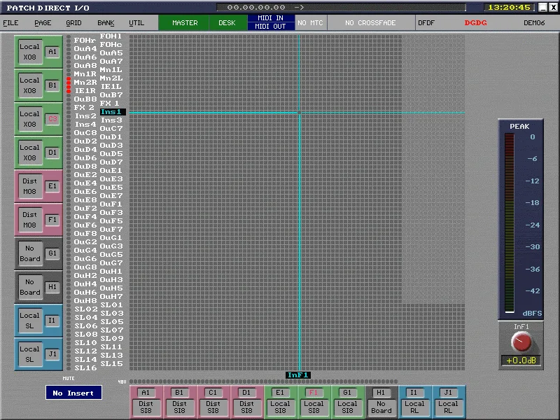 Sensoft 8.1 sur la InnovaSON Sensory Grand Live, patch direct des entrées et sorties