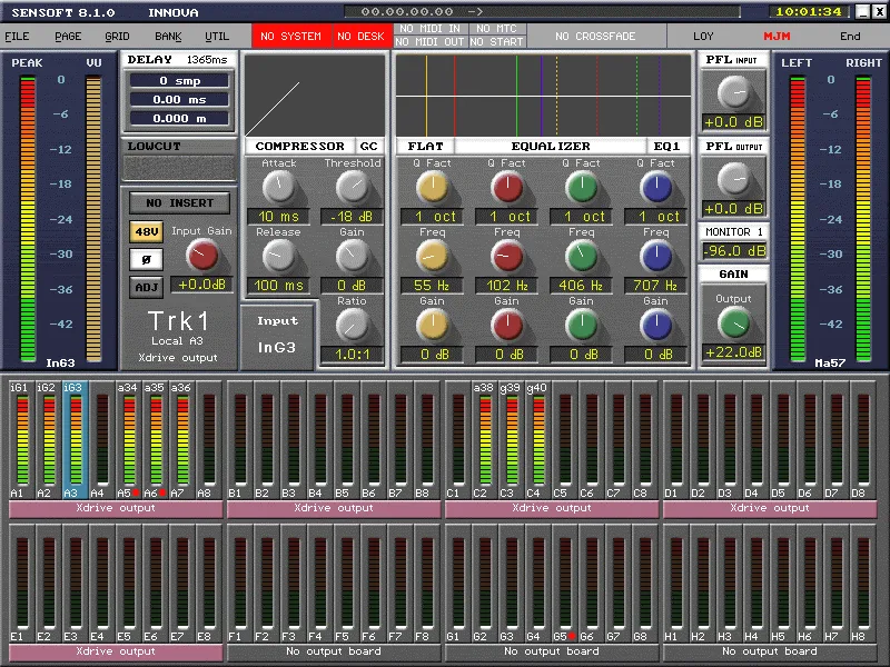 Sensoft 8.1 sur la InnovaSON Sensory Grand Live, voie de piste Trk1