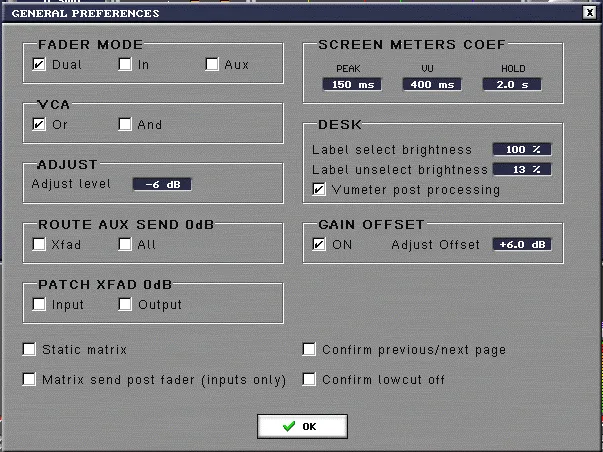 Sensoft 8.1 sur la InnovaSON Sensory Grand Live, préférences générales