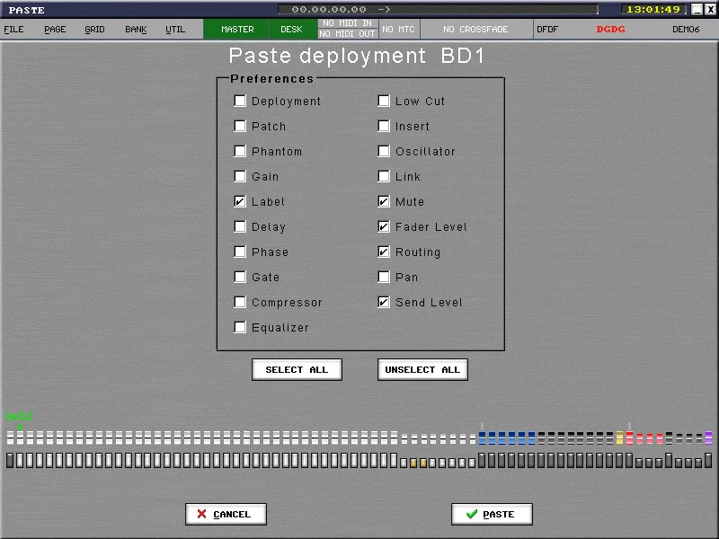 Sensoft 8.1 sur la InnovaSON Sensory Grand Live, copie de paramètres (Paste deployment)