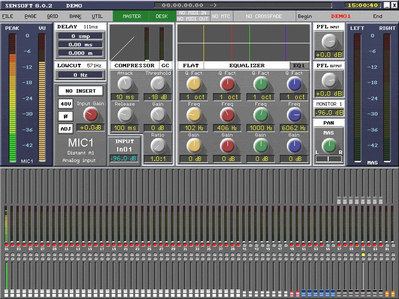 Sensoft 8 sur la InnovaSON Sy40, voie d'entrée Mic1