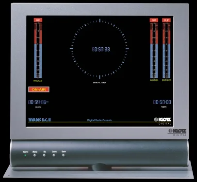 Écran plat optionnel : vumètres, horloge et timer d'antenne