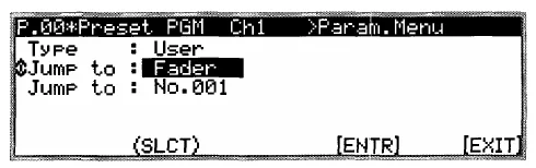 Écran LCD de la Korg 168RC, menu des paramètres (dessin du manuel)