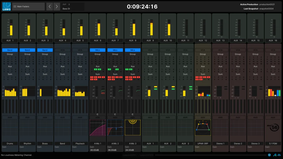 mc²56 main faders display with a second metering row