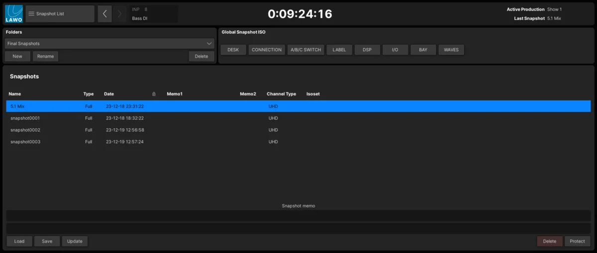 mc²56 Snapshot List: snapshot management