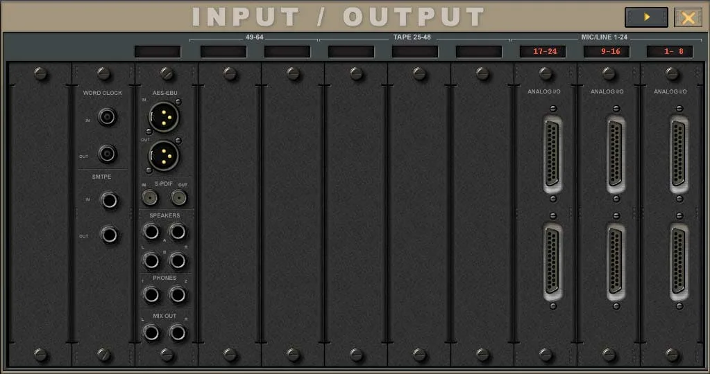 Digital X Bus touchscreen, Input / Output window, I/O card configuration