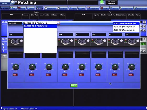 Midas PRO2, Patching, rack input routing screen