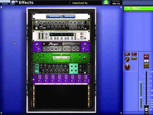 Midas PRO2, Effects, virtual effects rack screen