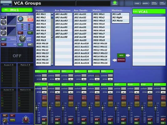 Midas PRO9, VCA Groups, VCA group assignment screen