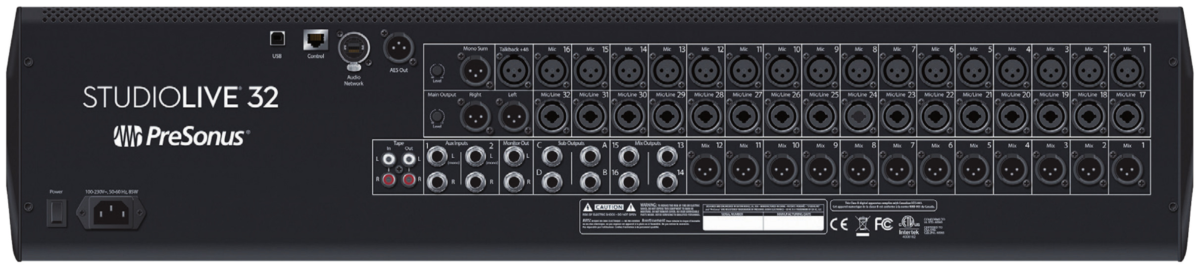PreSonus StudioLive 32 Series III — Face arrière