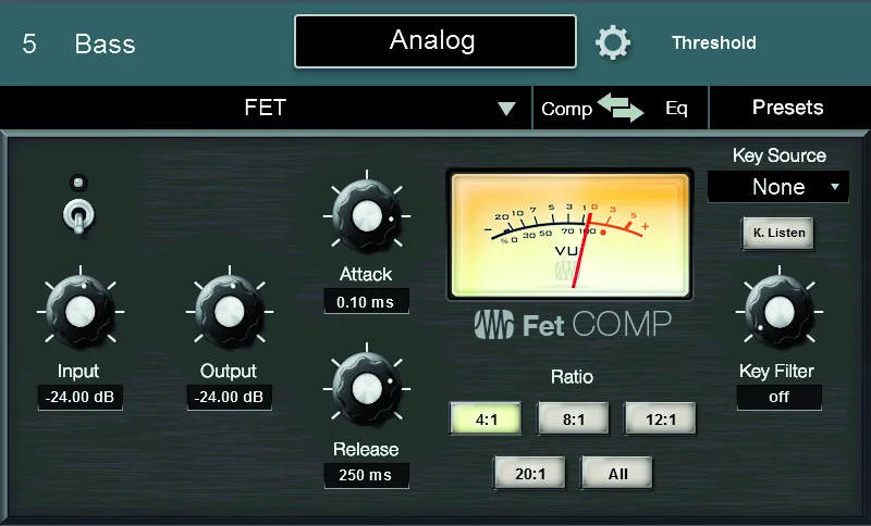Écran tactile de la StudioLive Series III, Modèle de compresseur FET Comp du Fat Channel