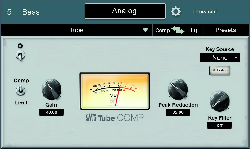 Écran tactile de la StudioLive Series III, Modèle de compresseur Tube Comp du Fat Channel