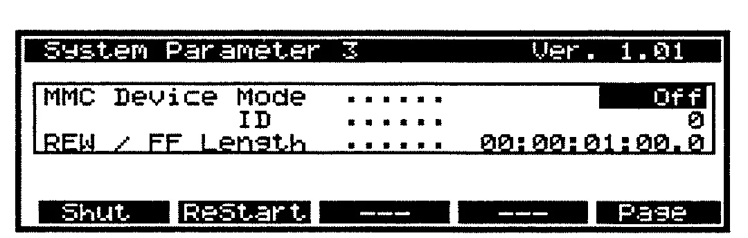 Écran System Parameter 3, MIDI Machine Control