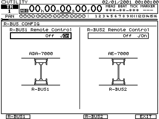 Écran R-BUS CONFIG : télécommande des convertisseurs ADA-7000 et AE-7000