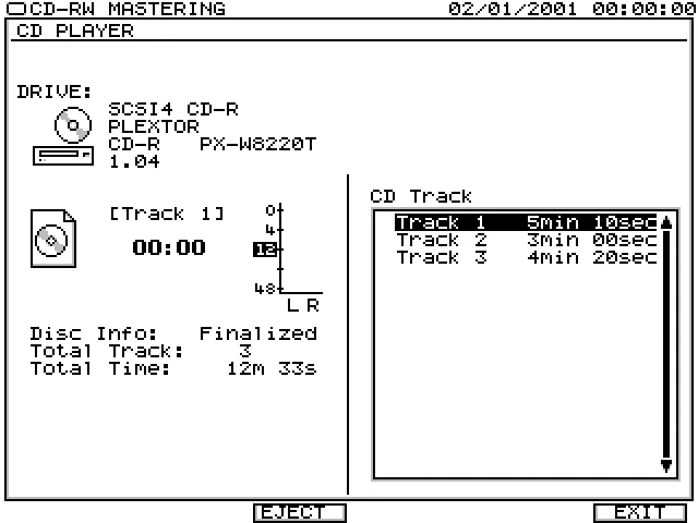 Écran CD PLAYER : lecture d'un CD audio par le graveur SCSI