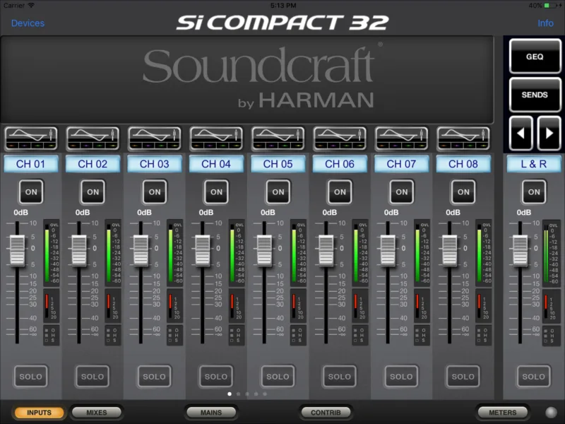 Soundcraft ViSi Remote — capture d’écran