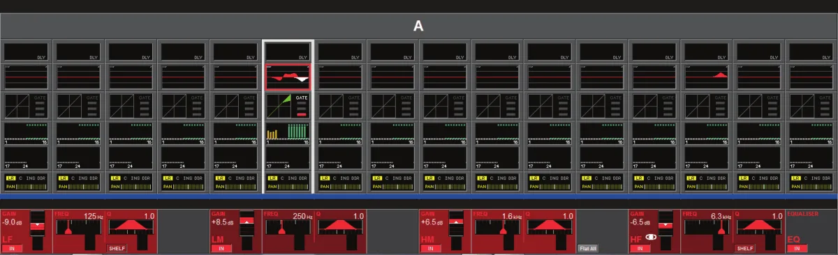 Soundcraft Vi1, Page Equaliser : égaliseur paramétrique 4 bandes