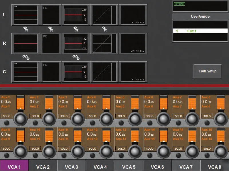Soundcraft Vi2, Écran master : traitement des masters L, R et C (EQ, compresseur, GEQ) (capture du manuel commun Vi2, Vi4 et Vi6)