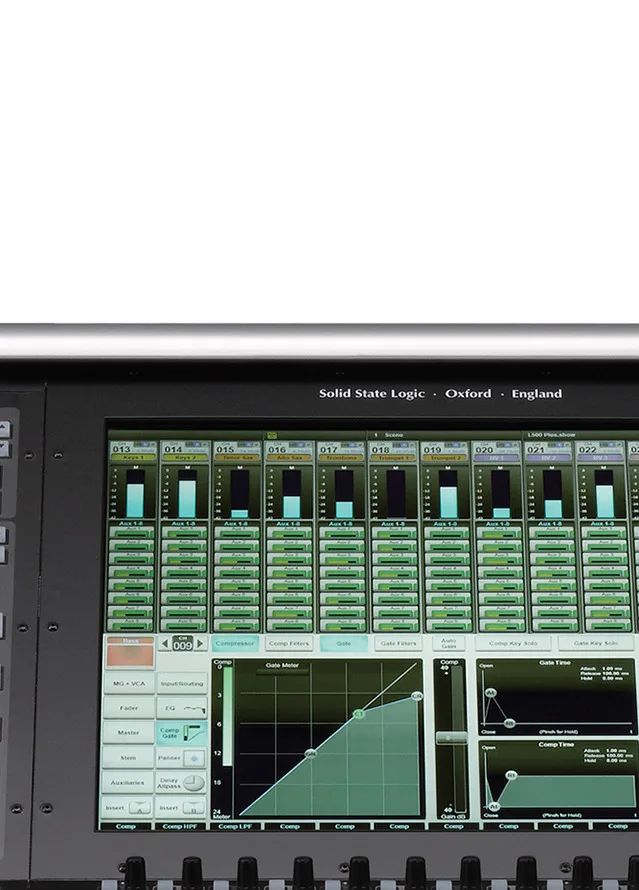 19-inch touchscreen: channel processing (dynamics, EQ, metering)