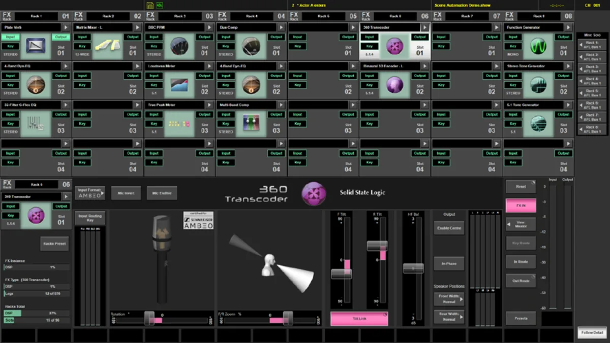 System T software: FX rack and 360 Transcoder (common to the System T range)