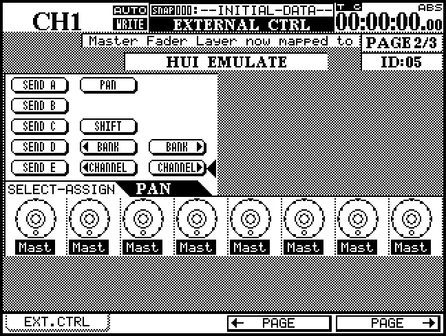 Écran EXTERNAL CTRL : émulation HUI pour piloter un logiciel (version 2)