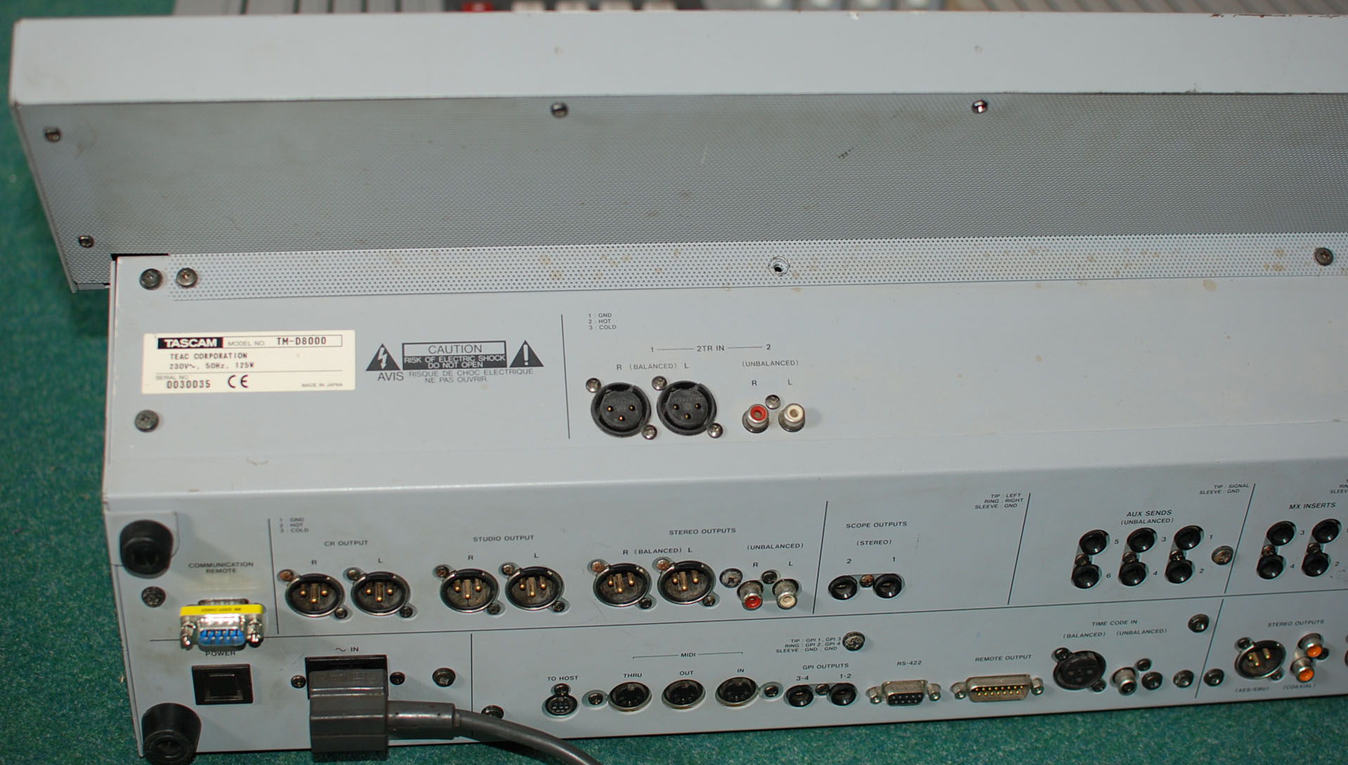 Tascam TM-D8000 — Rear I/O