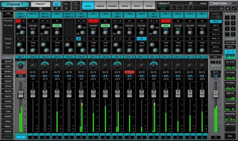 eMotion LV1 (application mixeur) — capture d’écran