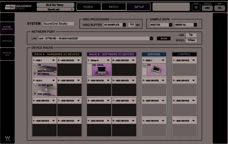 SoundGrid Studio / SoundGrid Inventory — capture d’écran
