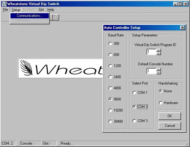 Virtual Dip Switch, réglage de la liaison série avec la console