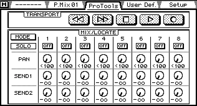 Écran de la 03D, MIDI Remote ProTools, télécommande de Pro Tools