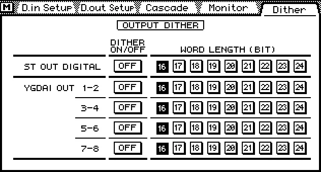 Écran de la 03D, Dither, dithering des sorties