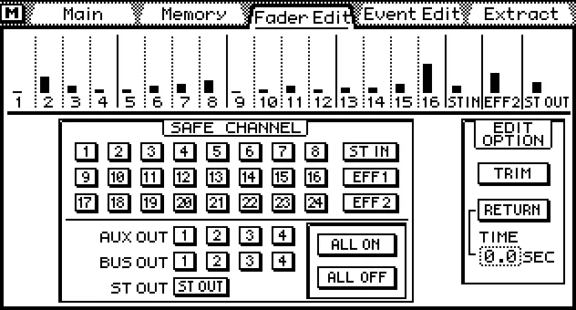 Écran de la 03D, Automix Fader Edit, édition des mouvements de faders