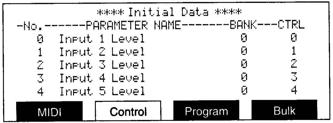 DMC1000 LCD, control change table (manual drawing)