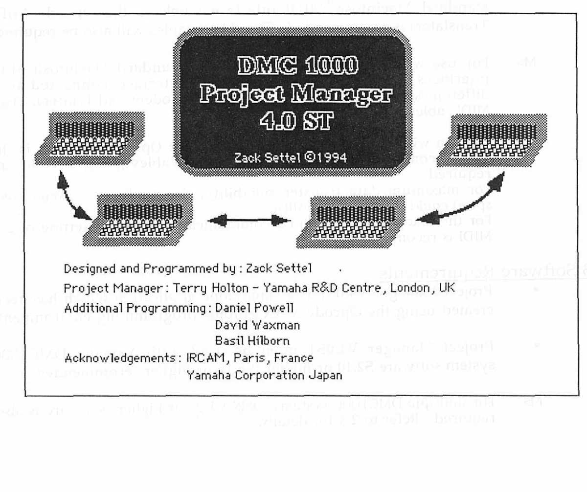 DMC1000 Project Manager on Macintosh, splash screen