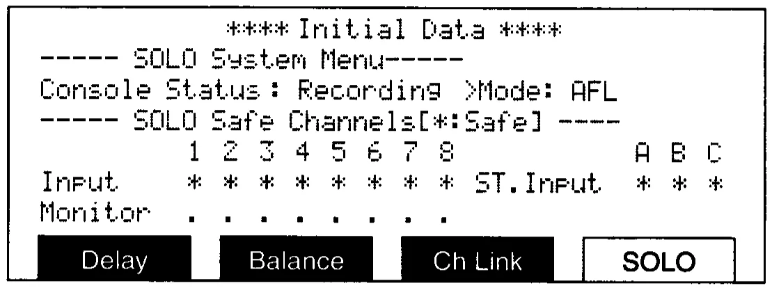 DMC1000 LCD, SOLO system menu (manual drawing)