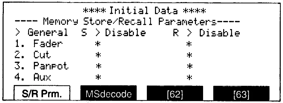 DMC1000 LCD, memory store/recall parameters (manual drawing)