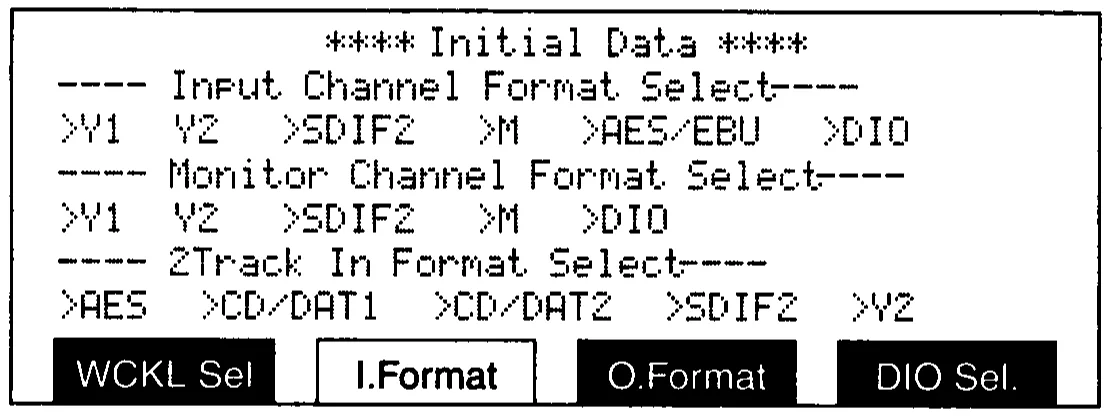 DMC1000 LCD, input and monitor channel format select (manual drawing)