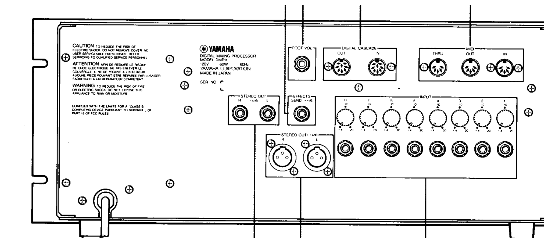 Yamaha DMP11 — Face arrière