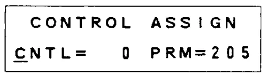 Écran LCD 16 caractères sur 2 lignes du DMP7D, CONTROL ASSIGN, contrôleurs MIDI (dessin du manuel)