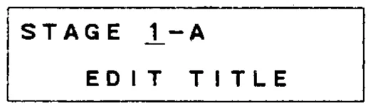 Écran LCD 16 caractères sur 2 lignes du DMP7D, EDIT TITLE, titre d'une mémoire (dessin du manuel)