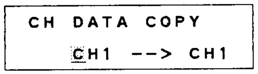 Écran LCD 16 caractères sur 2 lignes du DMP7D, CH DATA COPY, copie de canal (dessin du manuel)