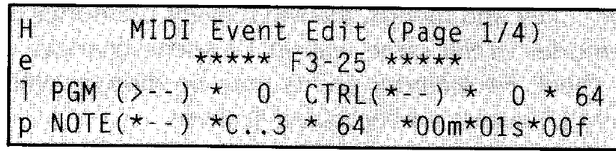 DMR8 main LCD, MIDI Event Edit, right edge cut by the manual (manual drawing)
